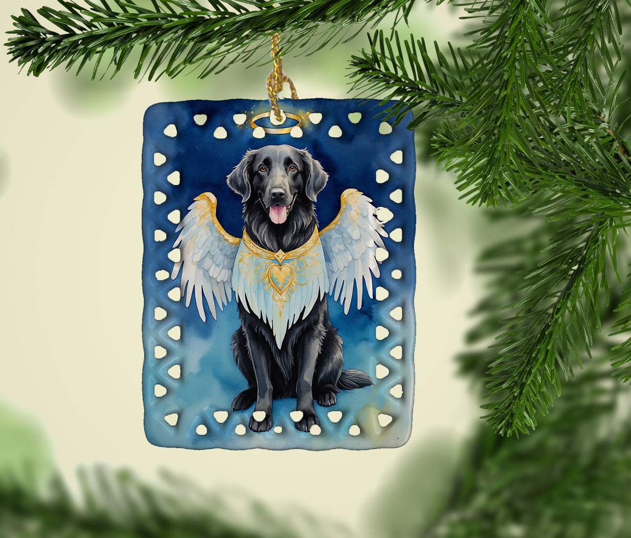 Flat-Coated Retriever My Angel Porcelain Ornament