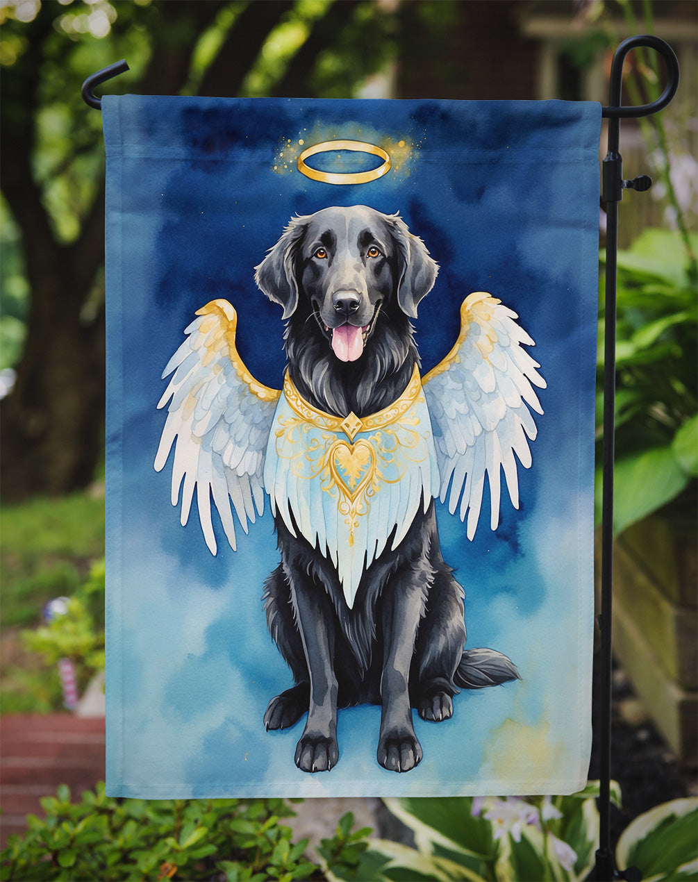 Flat-Coated Retriever My Angel Garden Flag – Memorial or Christmas Dog Angel Decor