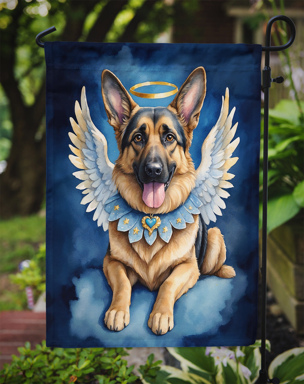 German Shepherd My Angel Garden Flag – Memorial or Christmas Dog Angel Decor