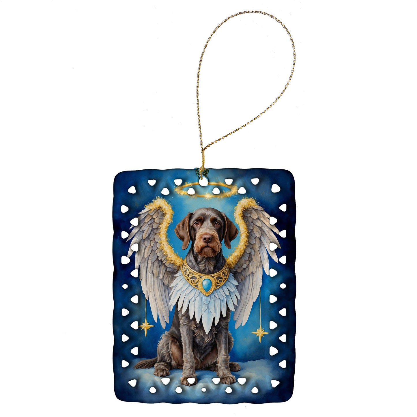 German Wirehaired Pointer My Angel Porcelain Ornament