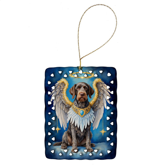 German Wirehaired Pointer My Angel Porcelain Ornament
