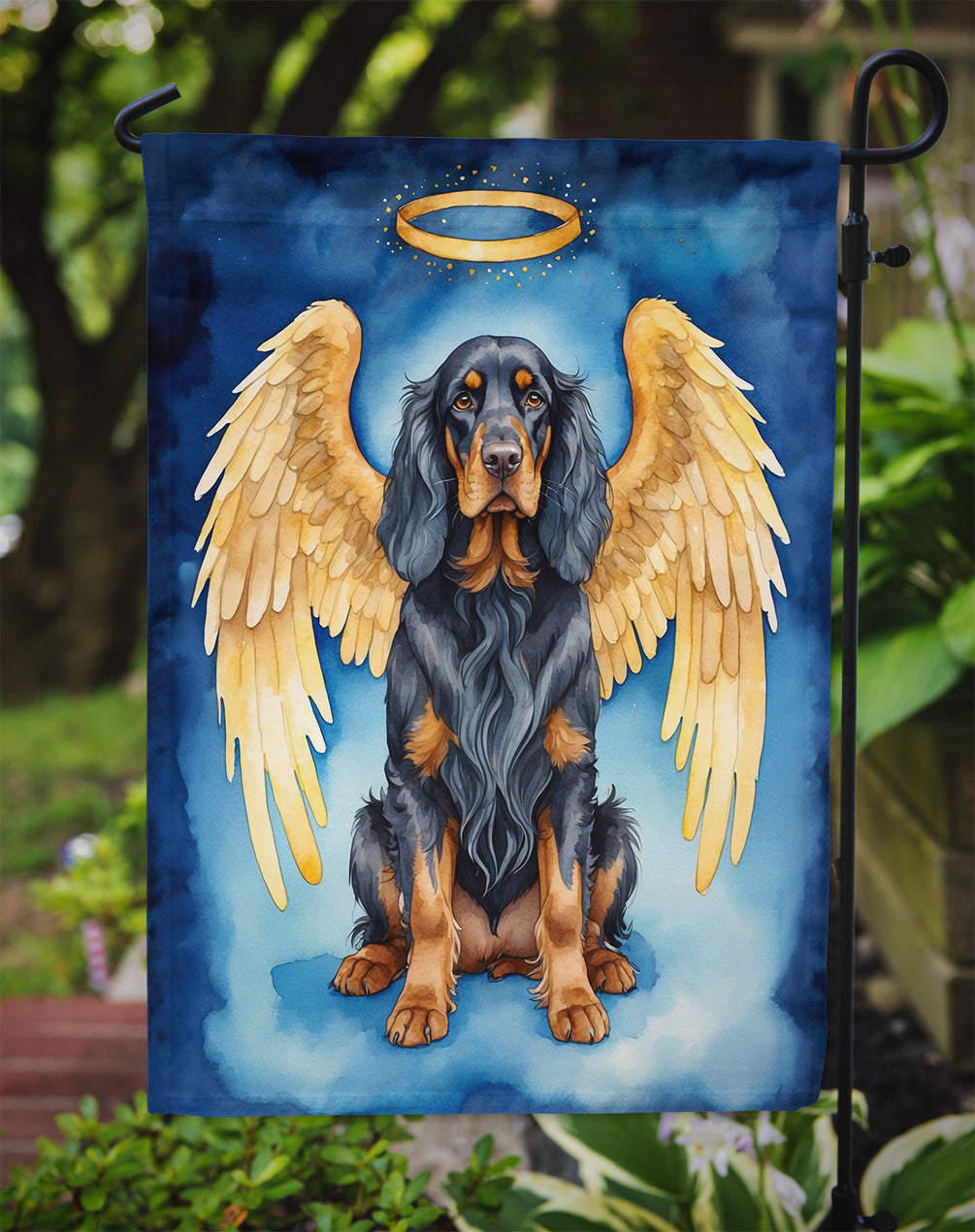 Gordon Setter My Angel Garden Flag – Memorial or Christmas Dog Angel Decor