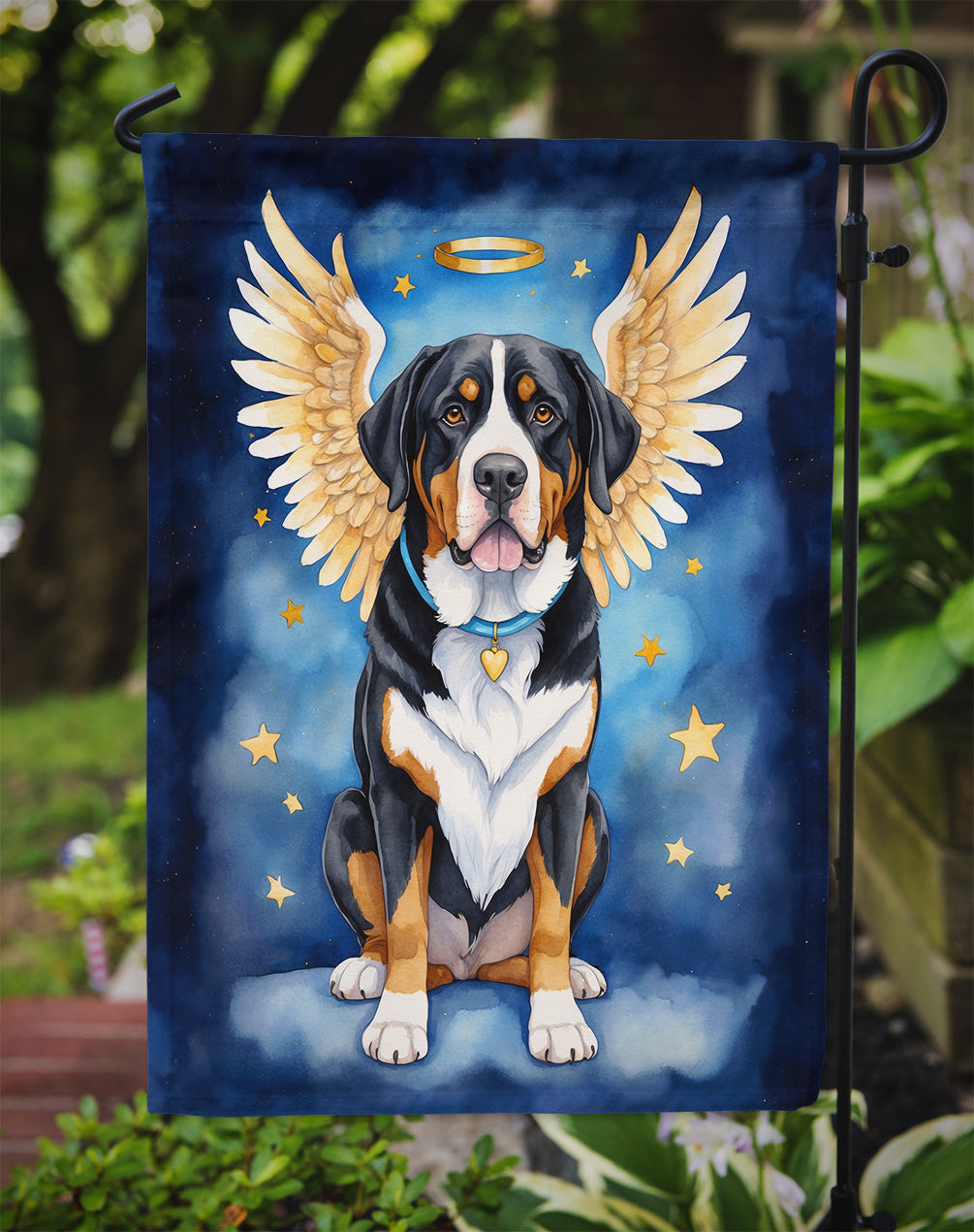 Greater Swiss Mountain Dog My Angel Garden Flag – Memorial or Christmas Dog Angel Decor