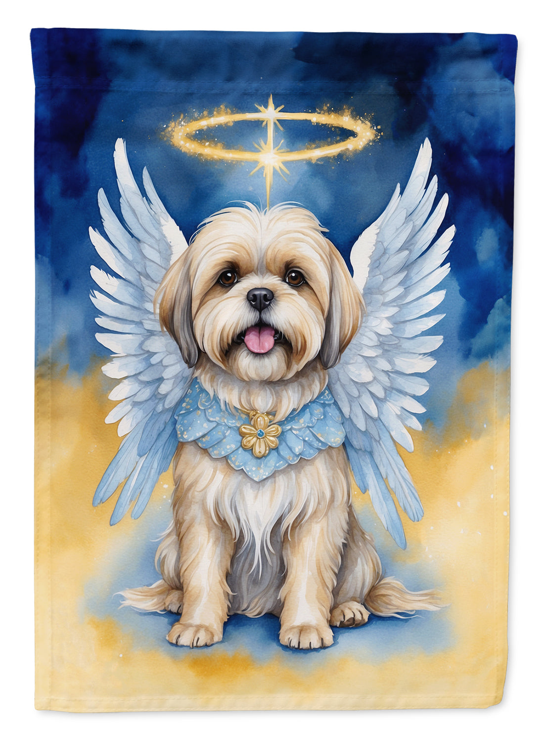 Lhasa Apso My Angel Garden Flag – Memorial or Christmas Dog Angel Decor