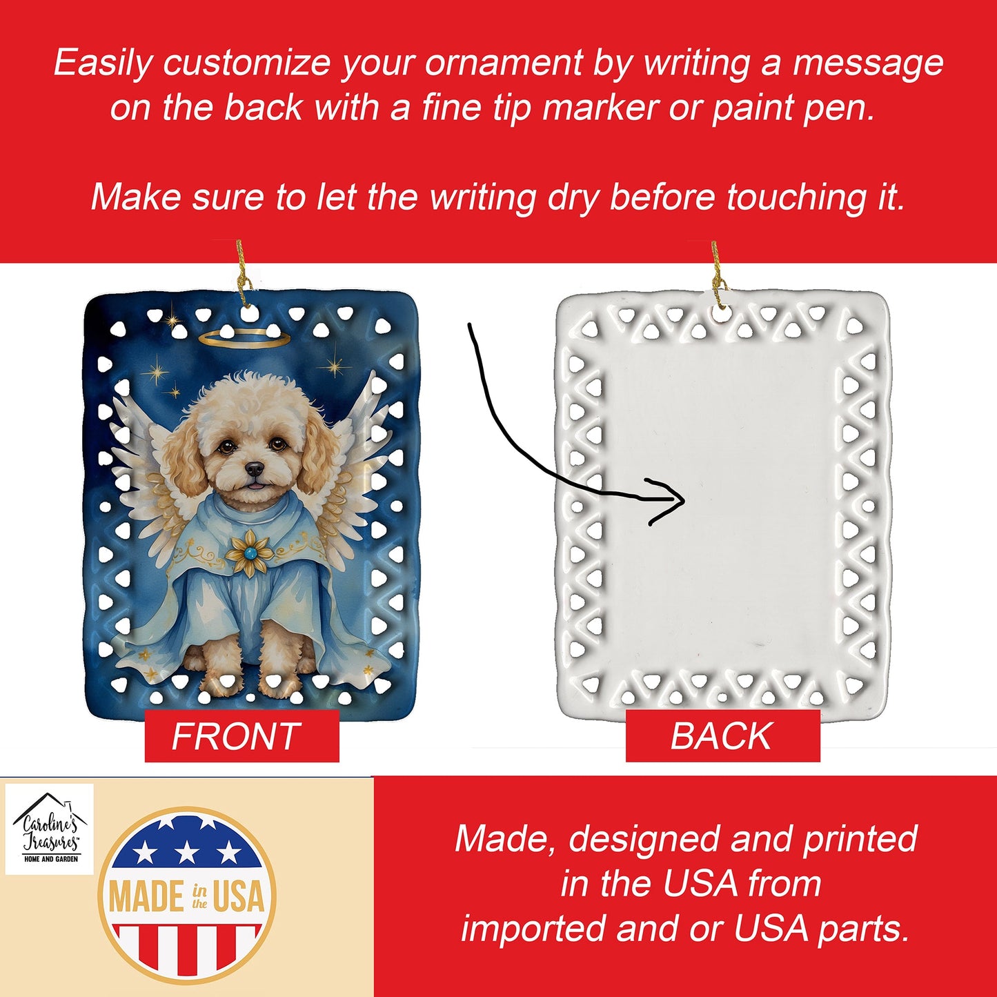 Maltipoo My Angel Porcelain Ornament