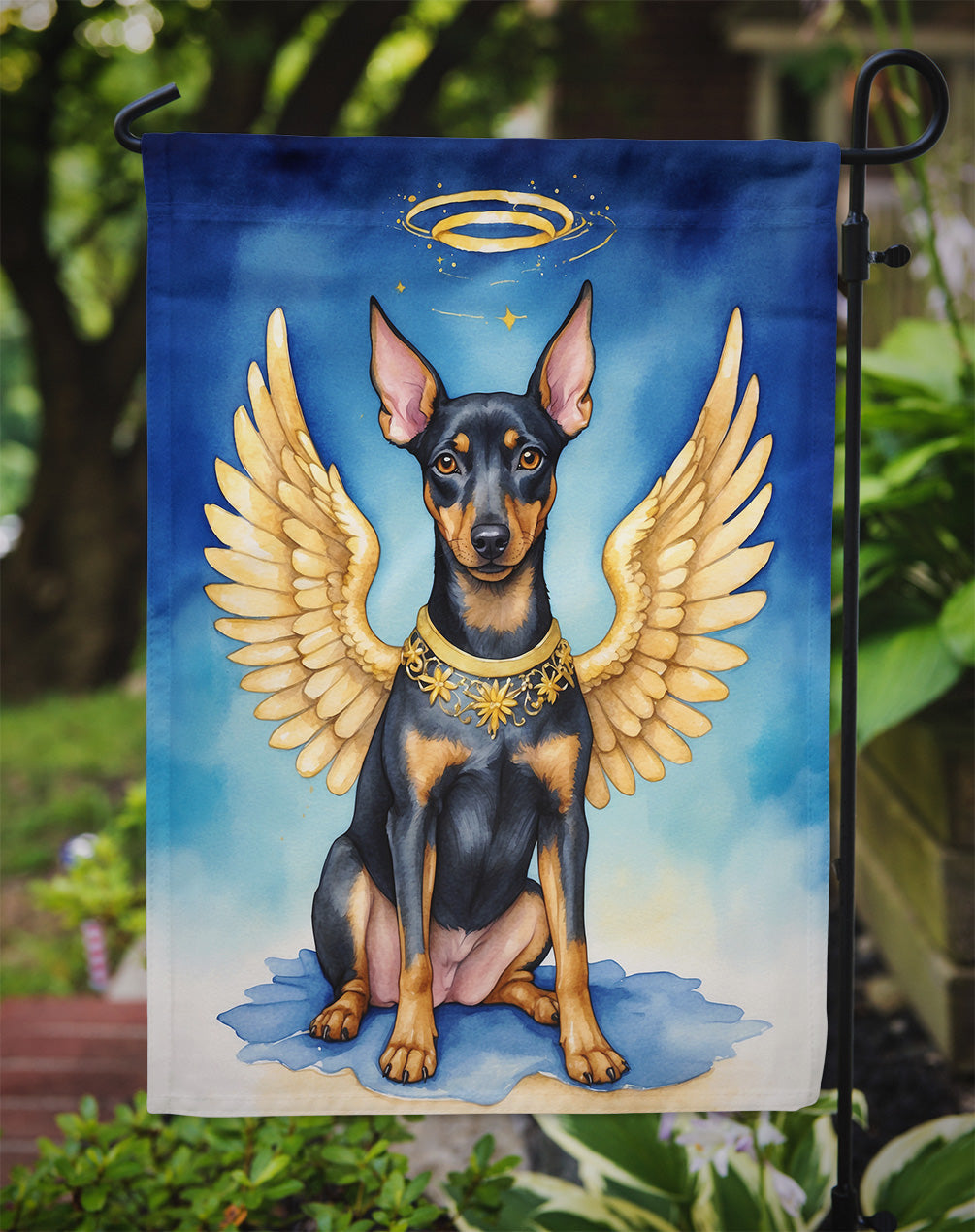Manchester Terrier My Angel Garden Flag – Memorial or Christmas Dog Angel Decor