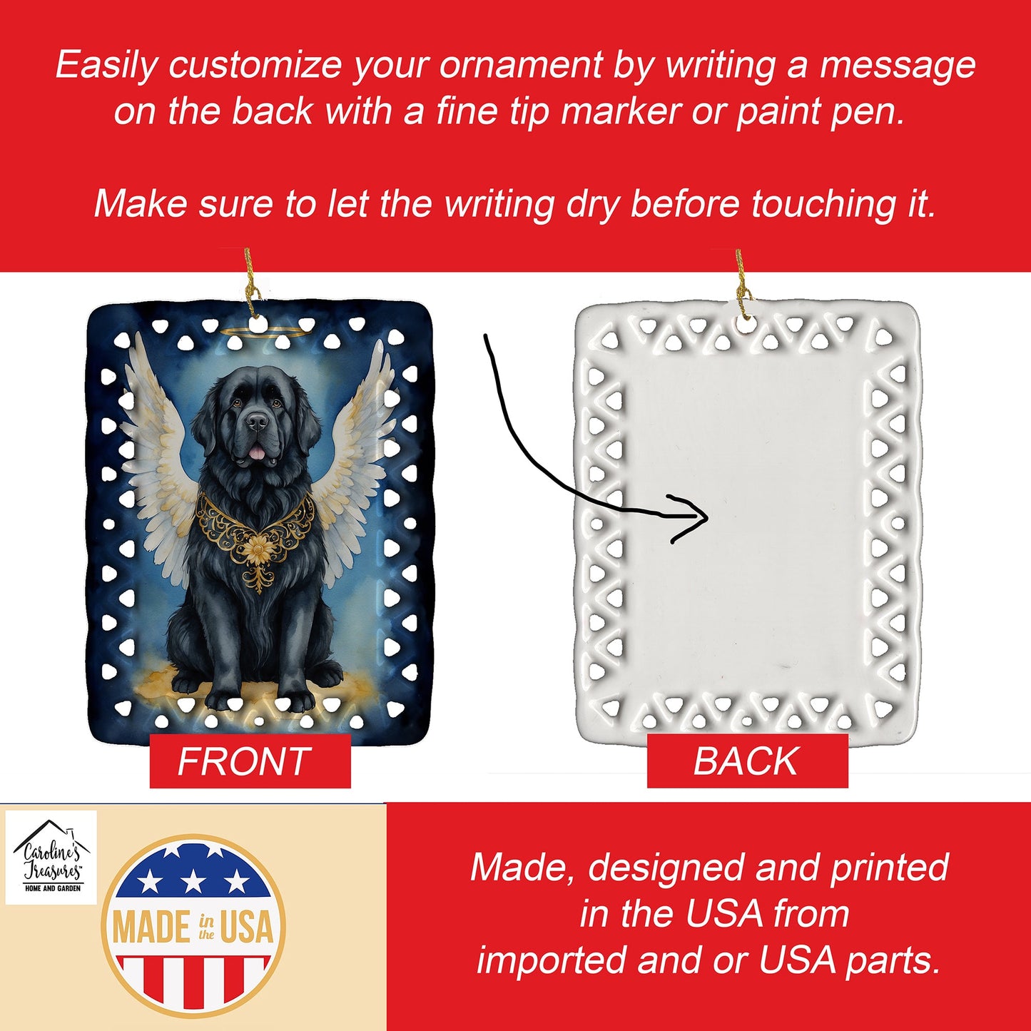 Newfoundland My Angel Porcelain Ornament