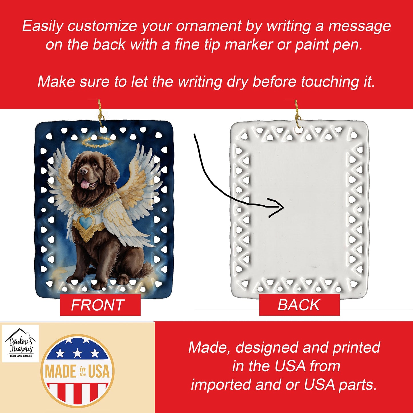 Newfoundland My Angel Porcelain Ornament