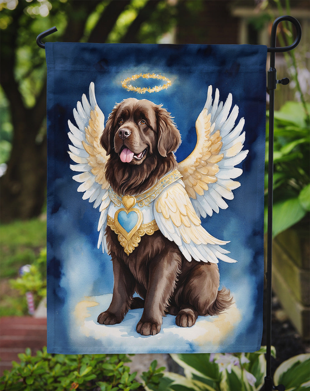 Newfoundland My Angel Garden Flag – Memorial or Christmas Dog Angel Decor