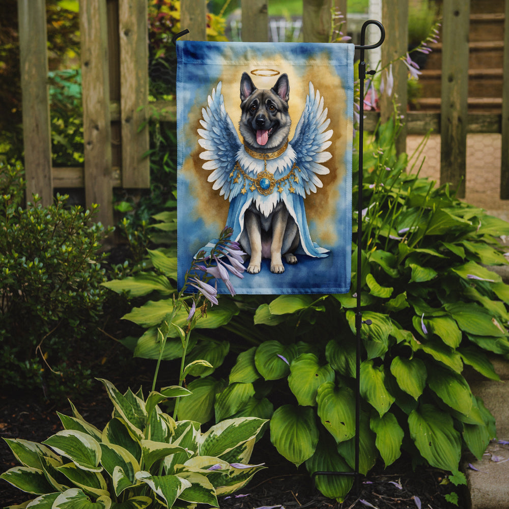 Norwegian Elkhound My Angel Garden Flag – Memorial or Christmas Dog Angel Decor