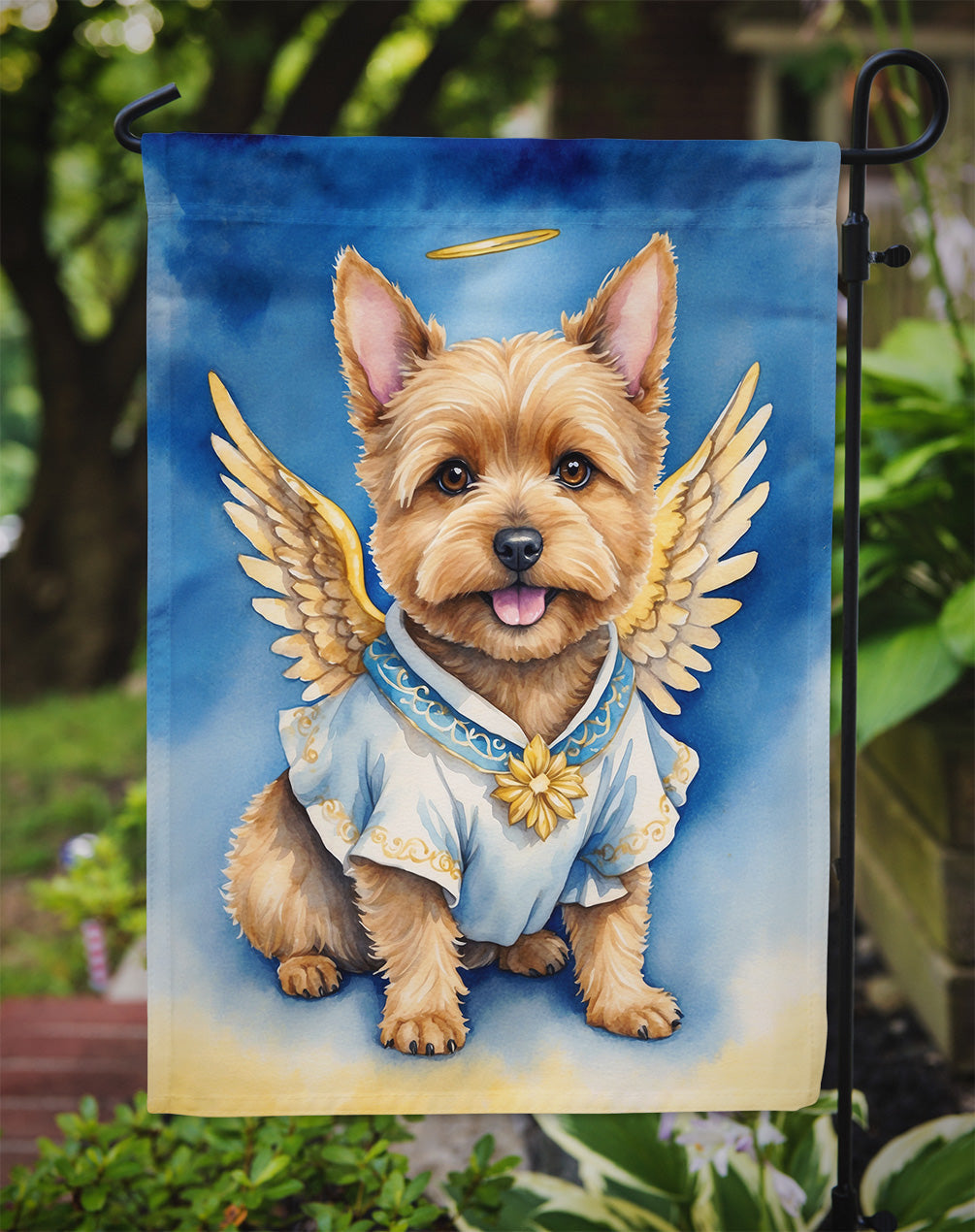 Norwich Terrier My Angel Garden Flag – Memorial or Christmas Dog Angel Decor