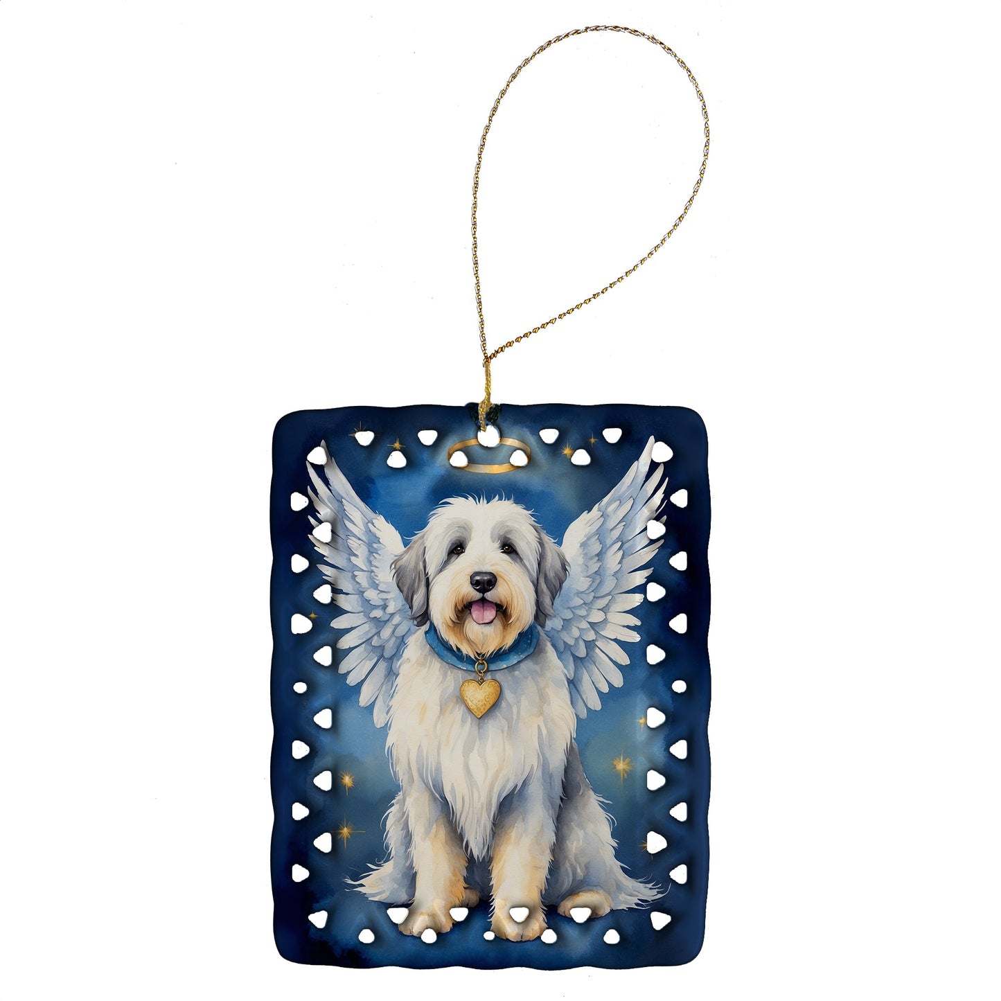 Old English Sheepdog My Angel Porcelain Ornament