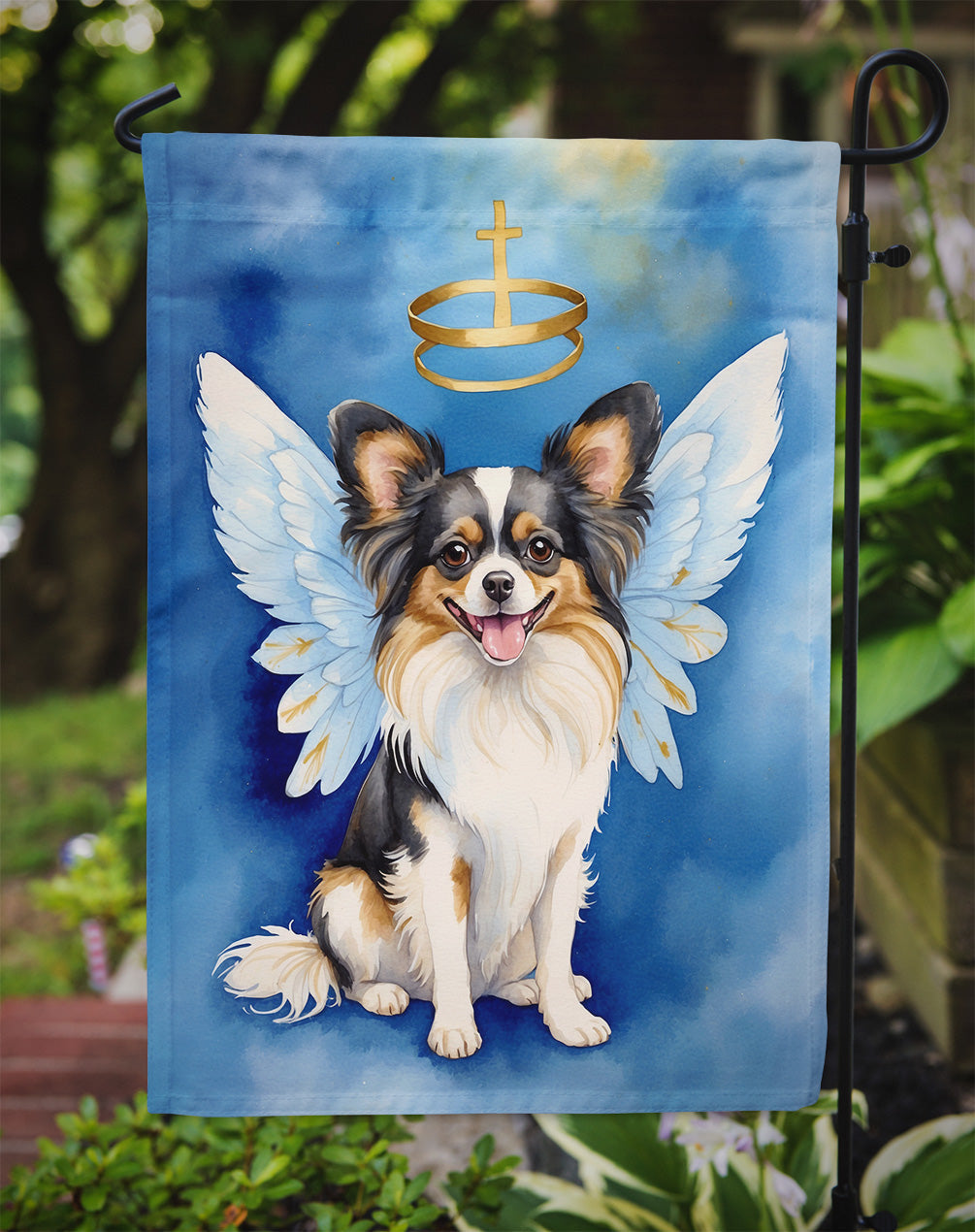 Papillon My Angel Garden Flag – Memorial or Christmas Dog Angel Decor