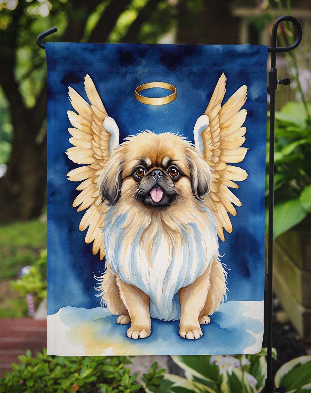 Pekingese My Angel Garden Flag – Memorial or Christmas Dog Angel Decor