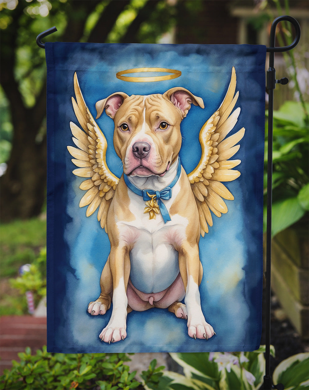 Pit Bull Terrier My Angel Garden Flag – Memorial or Christmas Dog Angel Decor