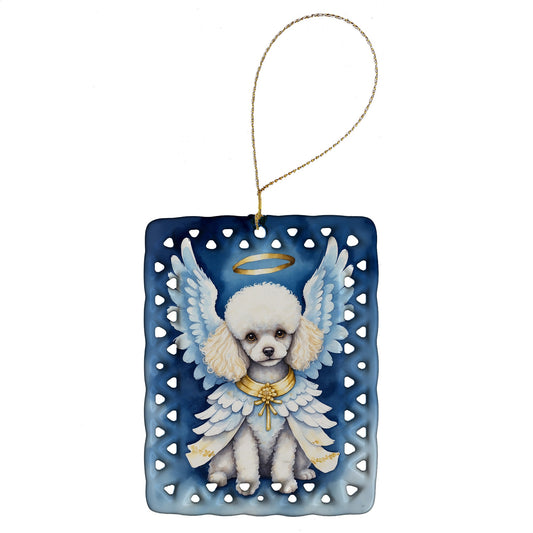 White Poodle My Angel Porcelain Ornament
