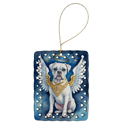White Boxer My Angel Porcelain Ornament