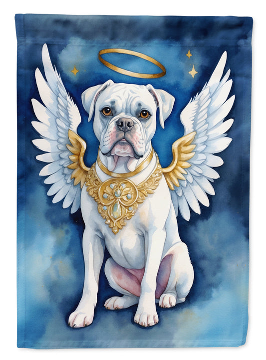 White Boxer My Angel Garden Flag – Memorial or Christmas Dog Angel Decor