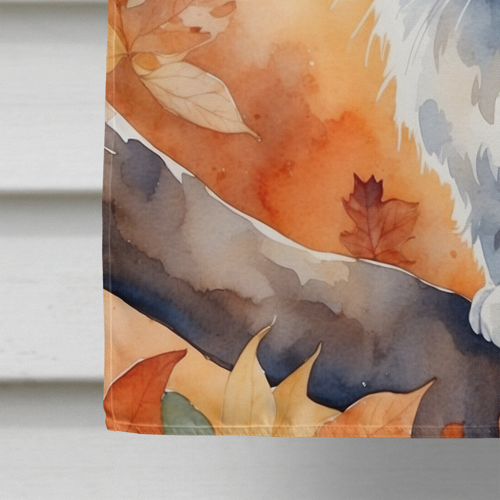 Australian Mist Cat in Fall Leaves House Flag