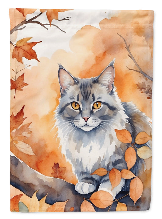 Australian Mist Cat Fall Garden Flag - Cat in Fall Leaves - Cat-Themed Seasonal Yard Decor