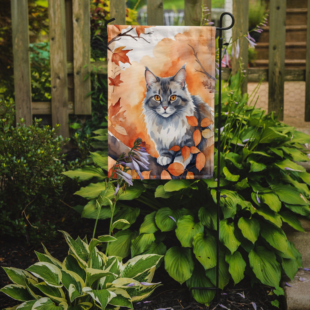 Australian Mist Cat Fall Garden Flag - Cat in Fall Leaves - Cat-Themed Seasonal Yard Decor