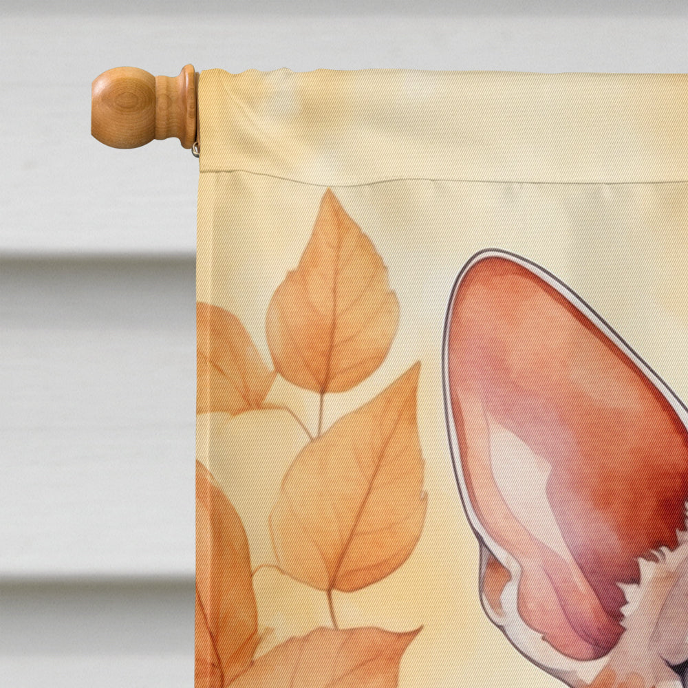 Devon Rex Cat in Fall Leaves House Flag