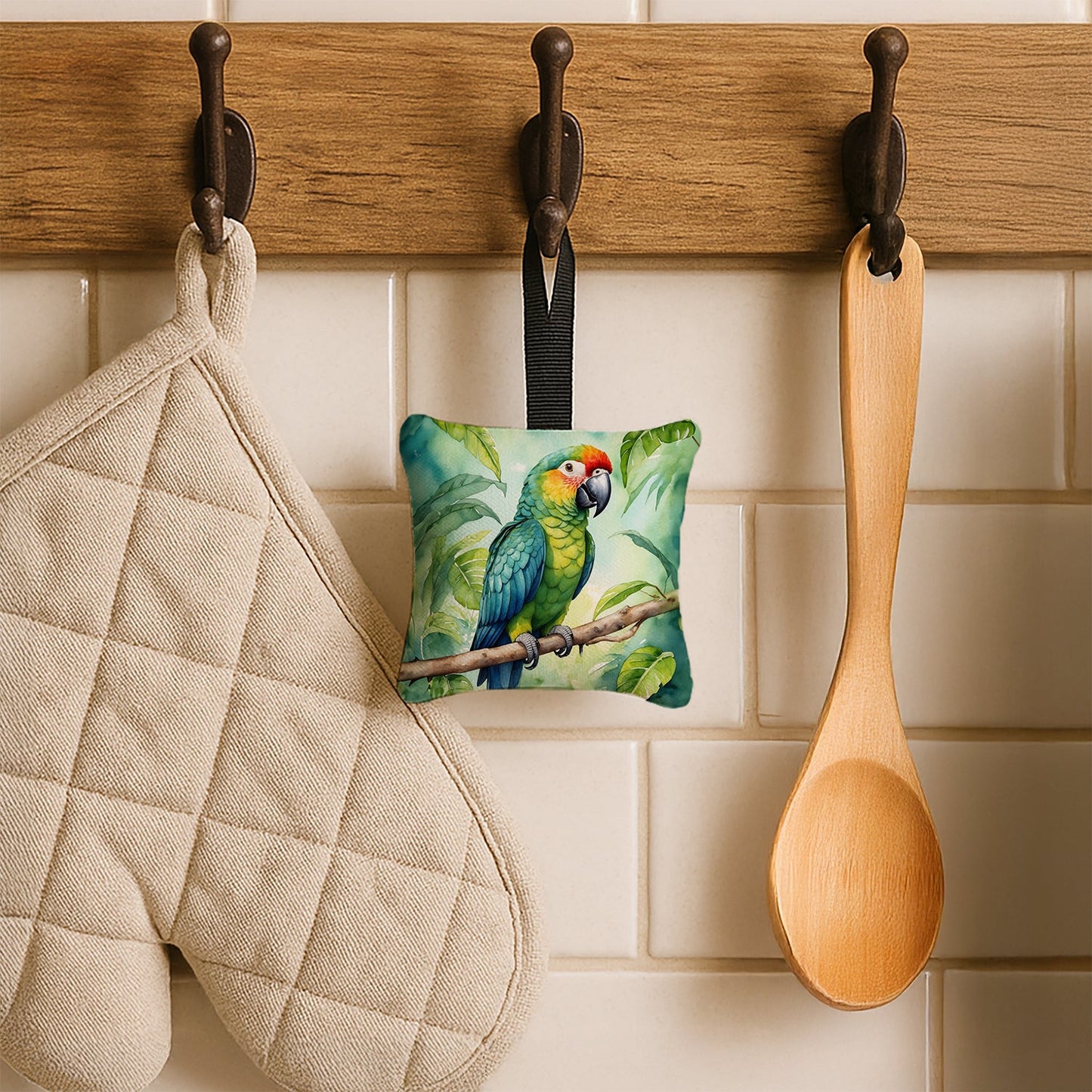 Amazon Parrot Hanging Square Fabric Ornament 3.5 × 3.5