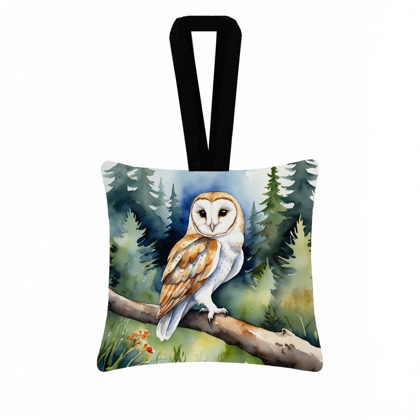 Barn Owl Hanging Square Fabric Ornament 3.5 × 3.5