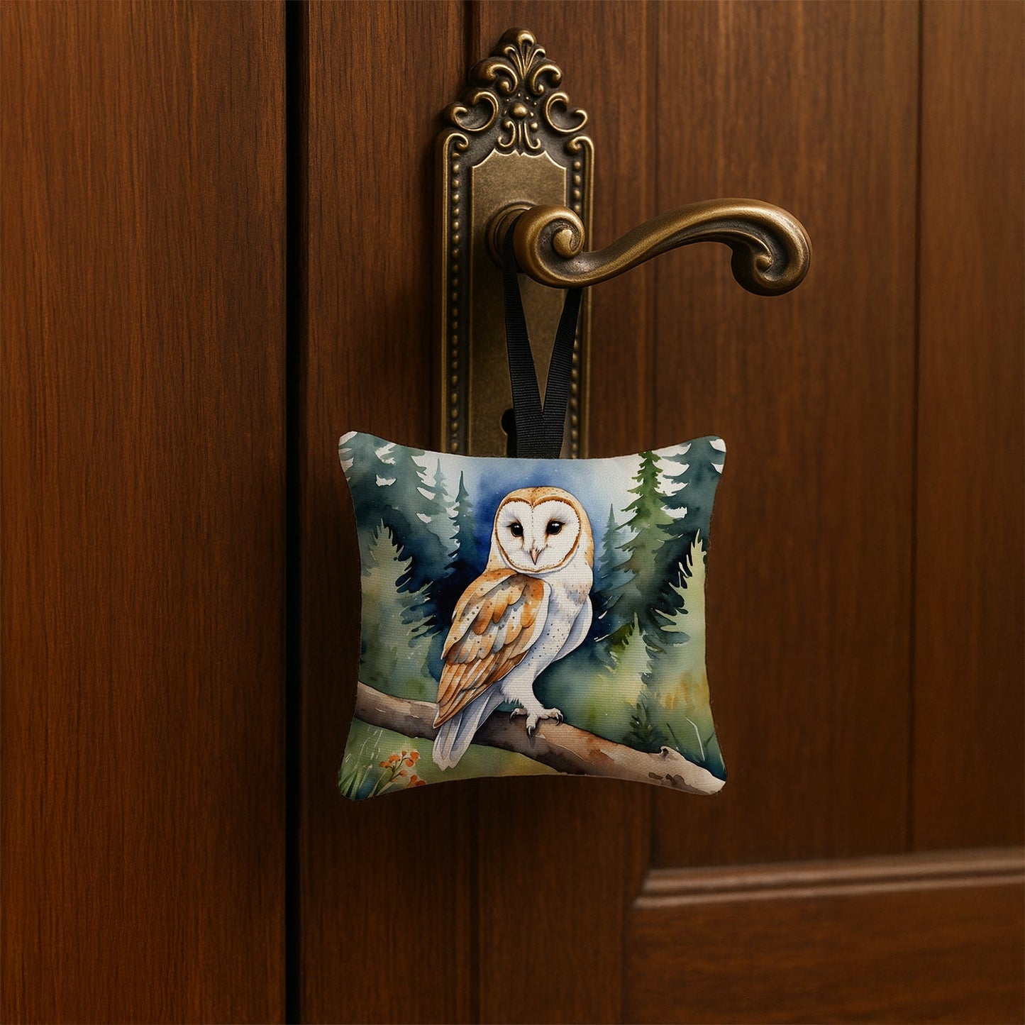Barn Owl Hanging Square Fabric Ornament 3.5 × 3.5