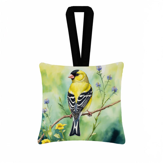 American Goldfinch Hanging Square Fabric Ornament 3.5 × 3.5