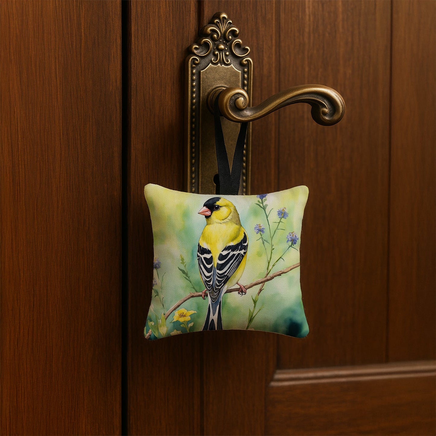 American Goldfinch Hanging Square Fabric Ornament 3.5 × 3.5