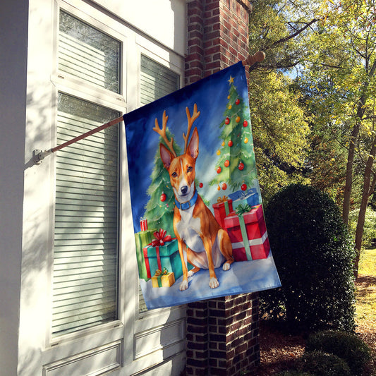 Basenji Christmas Reindeer House Flag