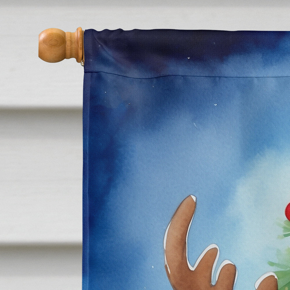 Black and Tan Dachshund Christmas Reindeer House Flag