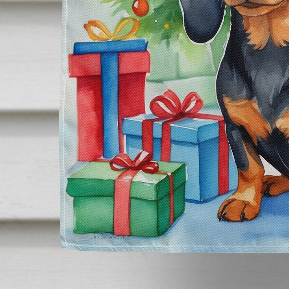 Black and Tan Dachshund Christmas Reindeer House Flag