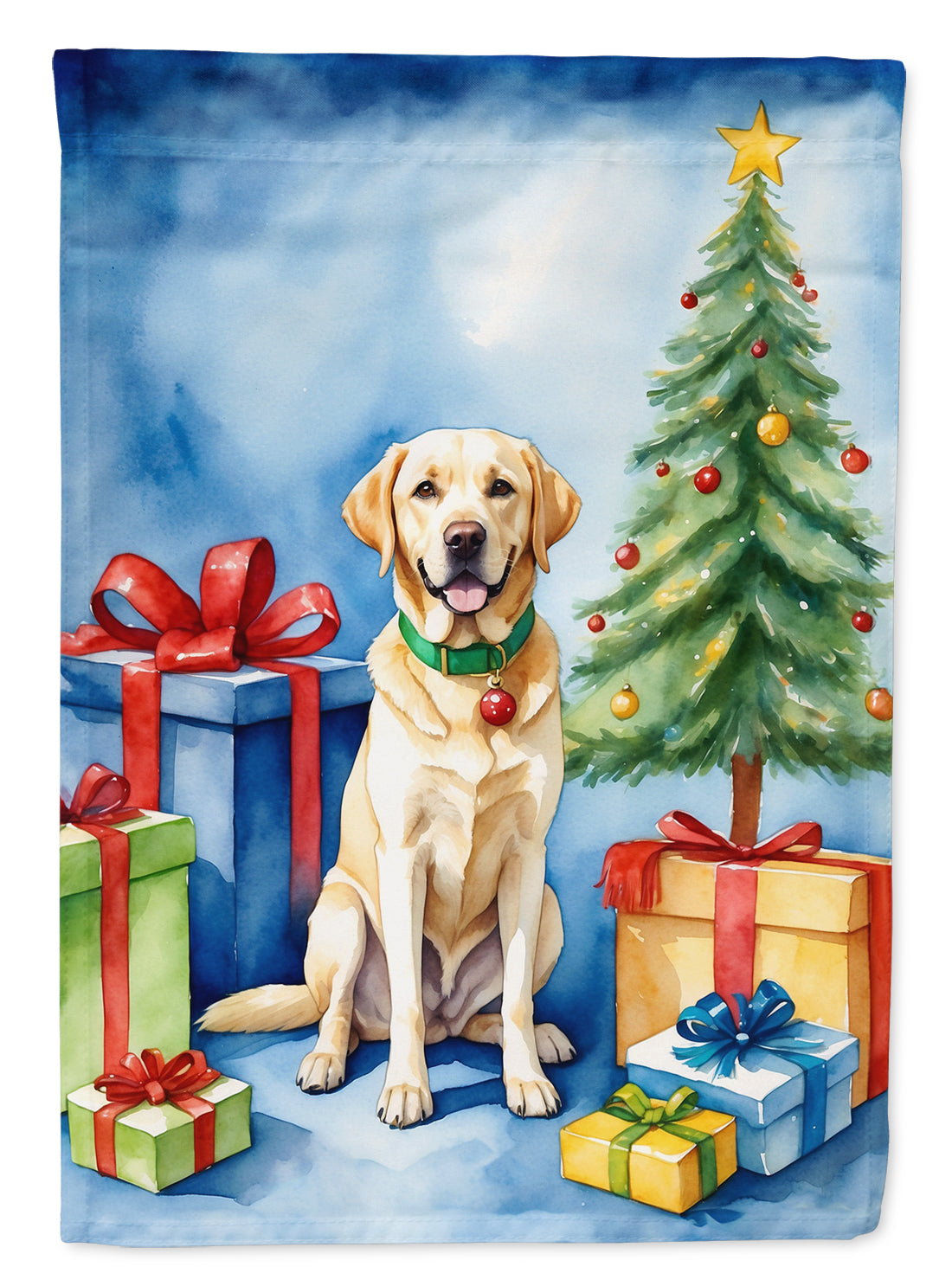 Yellow Labrador Retriever Christmas Reindeer House Flag