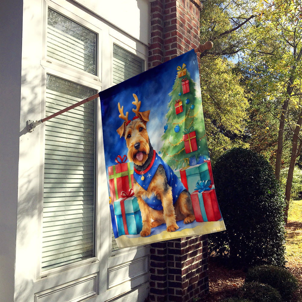 Welsh Terrier Christmas Reindeer House Flag