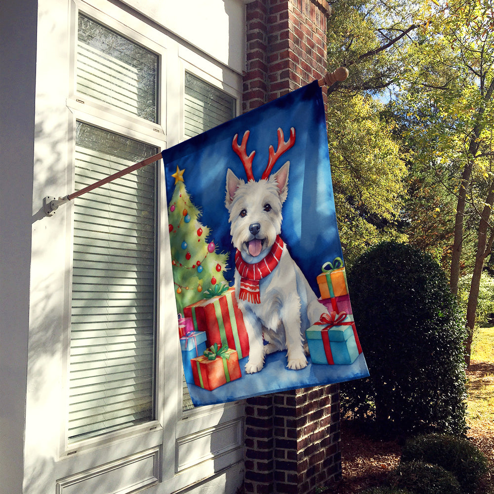 Westie Christmas Reindeer House Flag