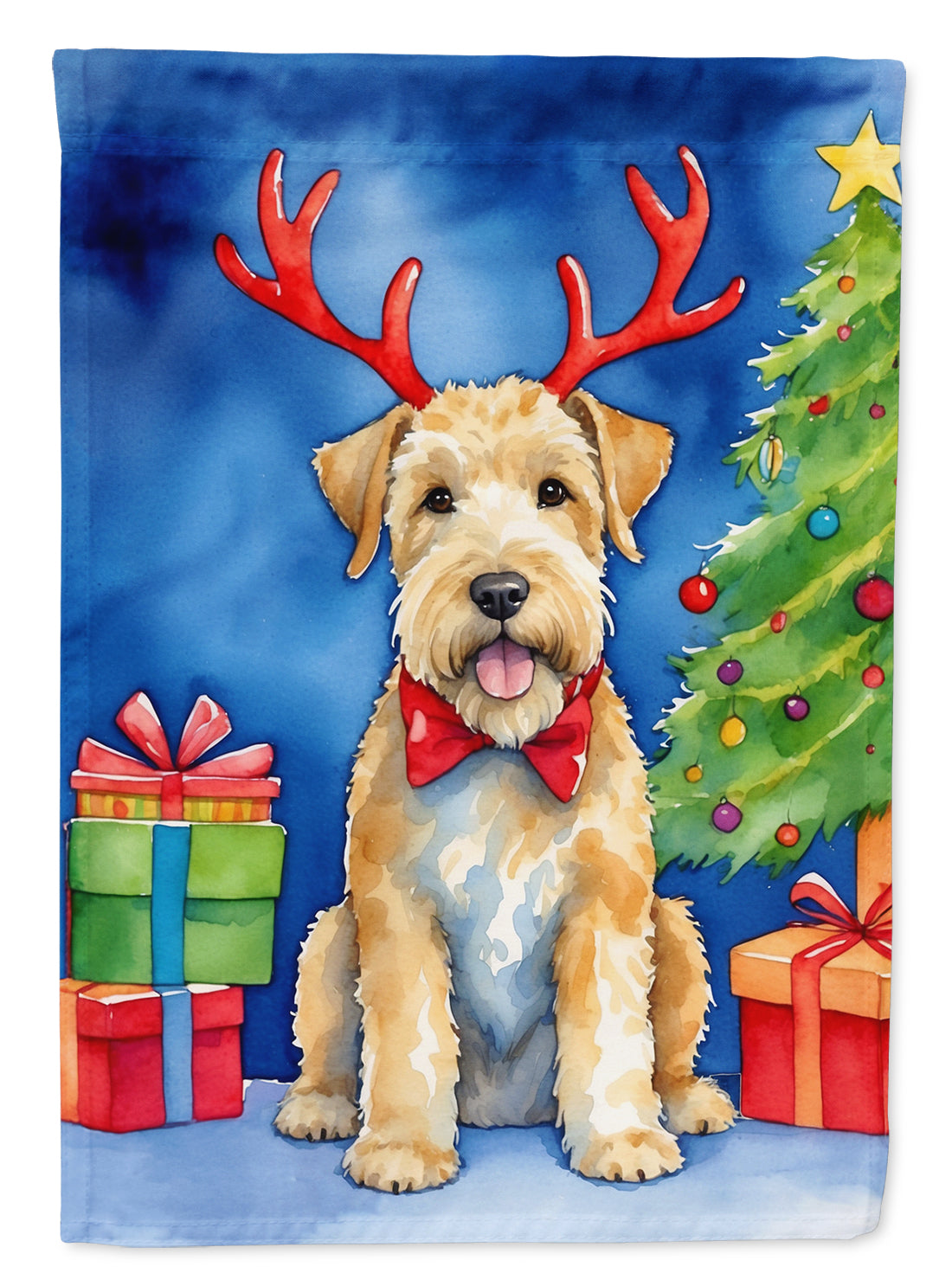 Wheaten Terrier Christmas Reindeer House Flag