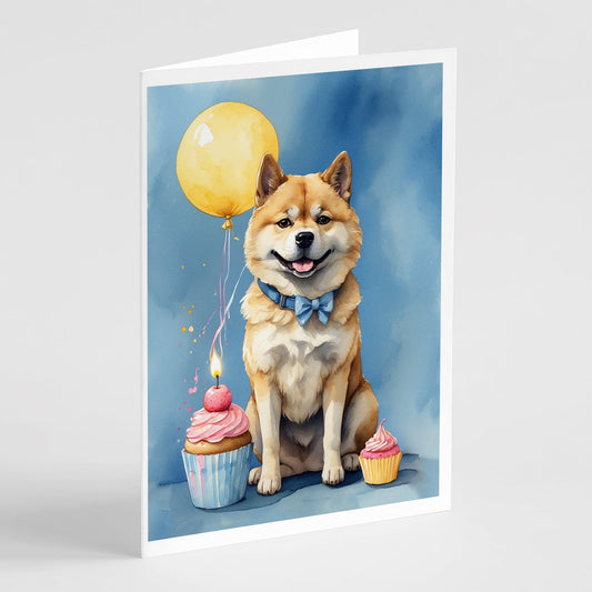 Akita Happy Birthday Greeting Cards Pack of 8