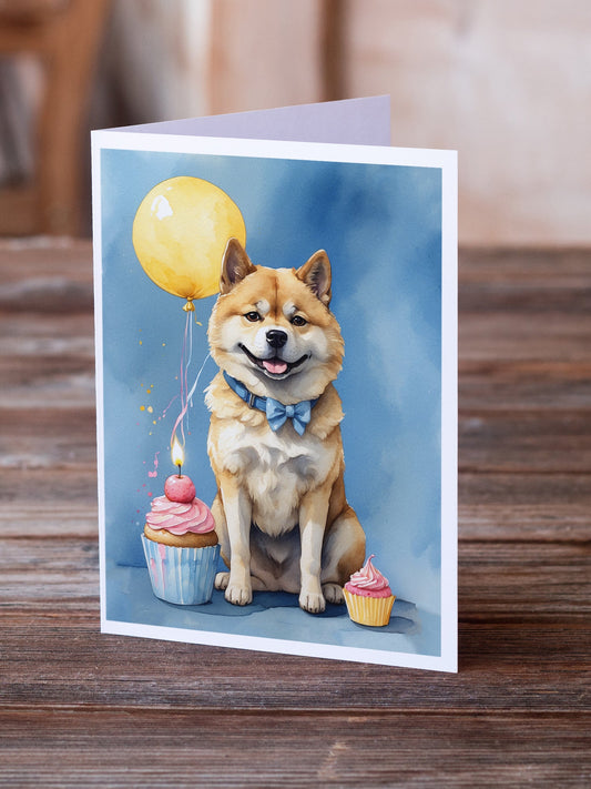 Akita Happy Birthday Greeting Cards Pack of 8