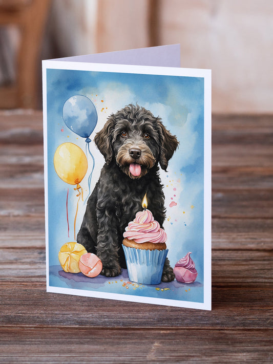 Labradoodle Black Happy Birthday Greeting Cards Pack of 8