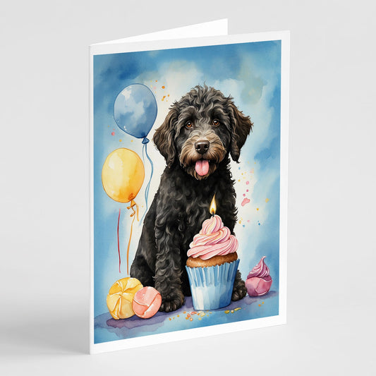Labradoodle Black Happy Birthday Greeting Cards Pack of 8