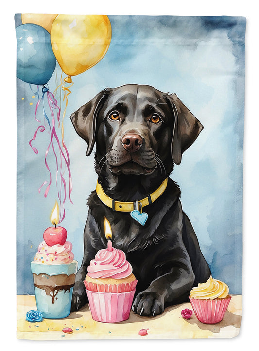 Black Labrador Retriever Happy Birthday House Flag