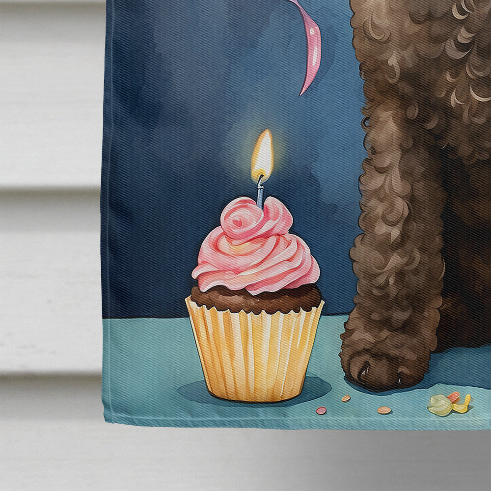 Chocolate Standard Poodle Happy Birthday House Flag