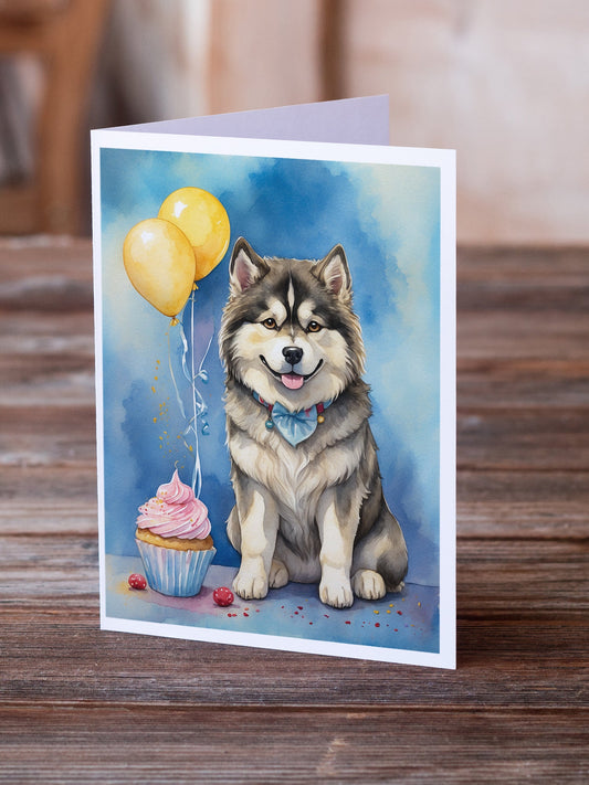 Alaskan Malamute Happy Birthday Greeting Cards Pack of 8