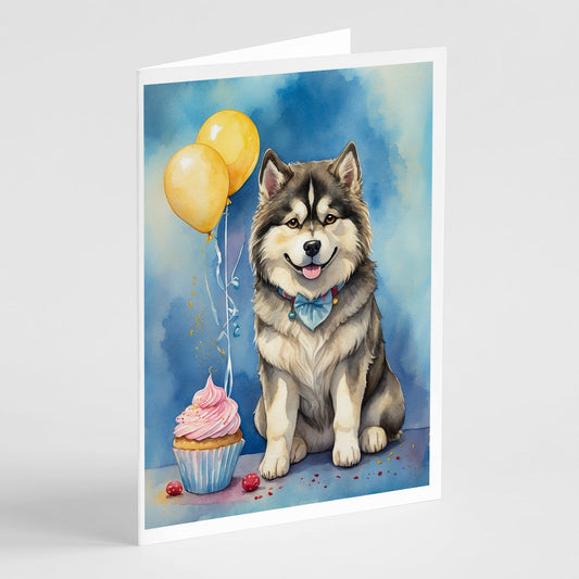 Alaskan Malamute Happy Birthday Greeting Cards Pack of 8