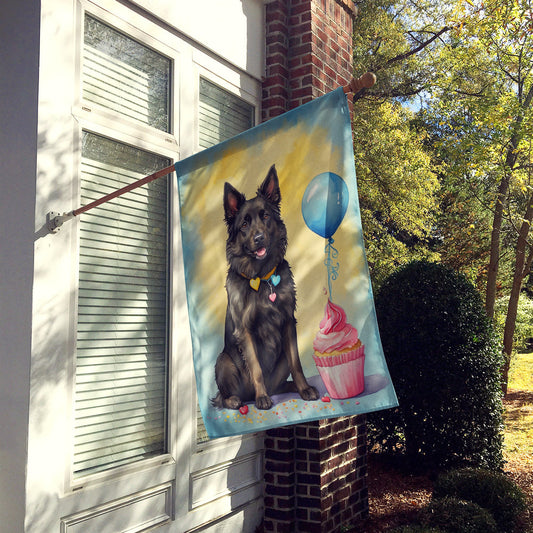 Belgian Sheepdog Happy Birthday House Flag