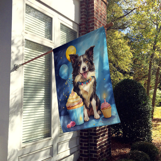 Border Collie Happy Birthday House Flag
