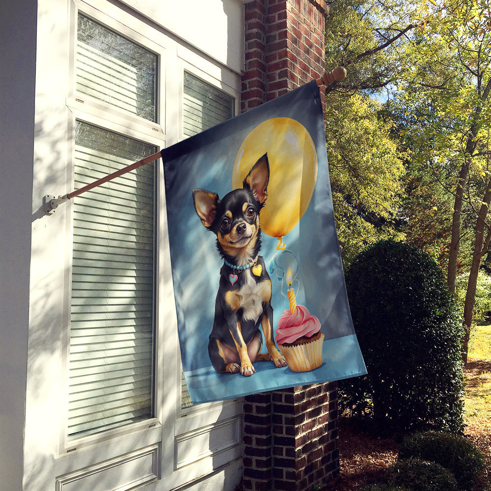 Black and Tan Chihuahua Happy Birthday House Flag