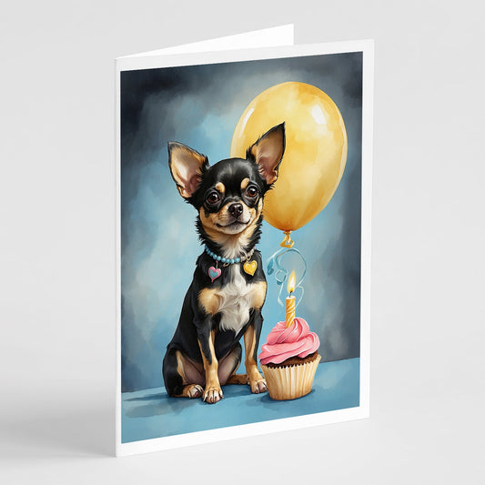 Black and Tan Chihuahua Happy Birthday Greeting Cards Pack of 8